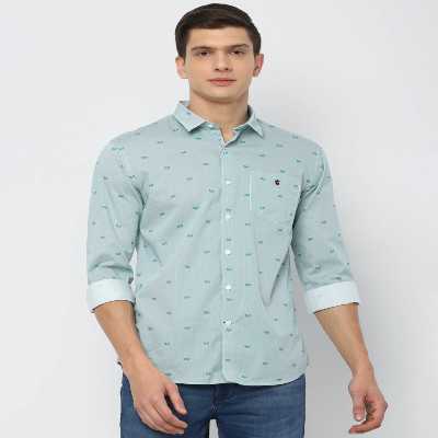 Micro Print Slim Fit Shirt with Patch 